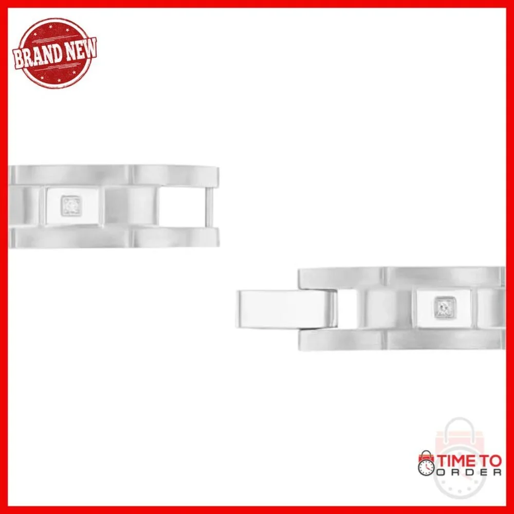 Stainless Steel Men's Bracelet with Diamonds, 8.5 Inch Link Chain